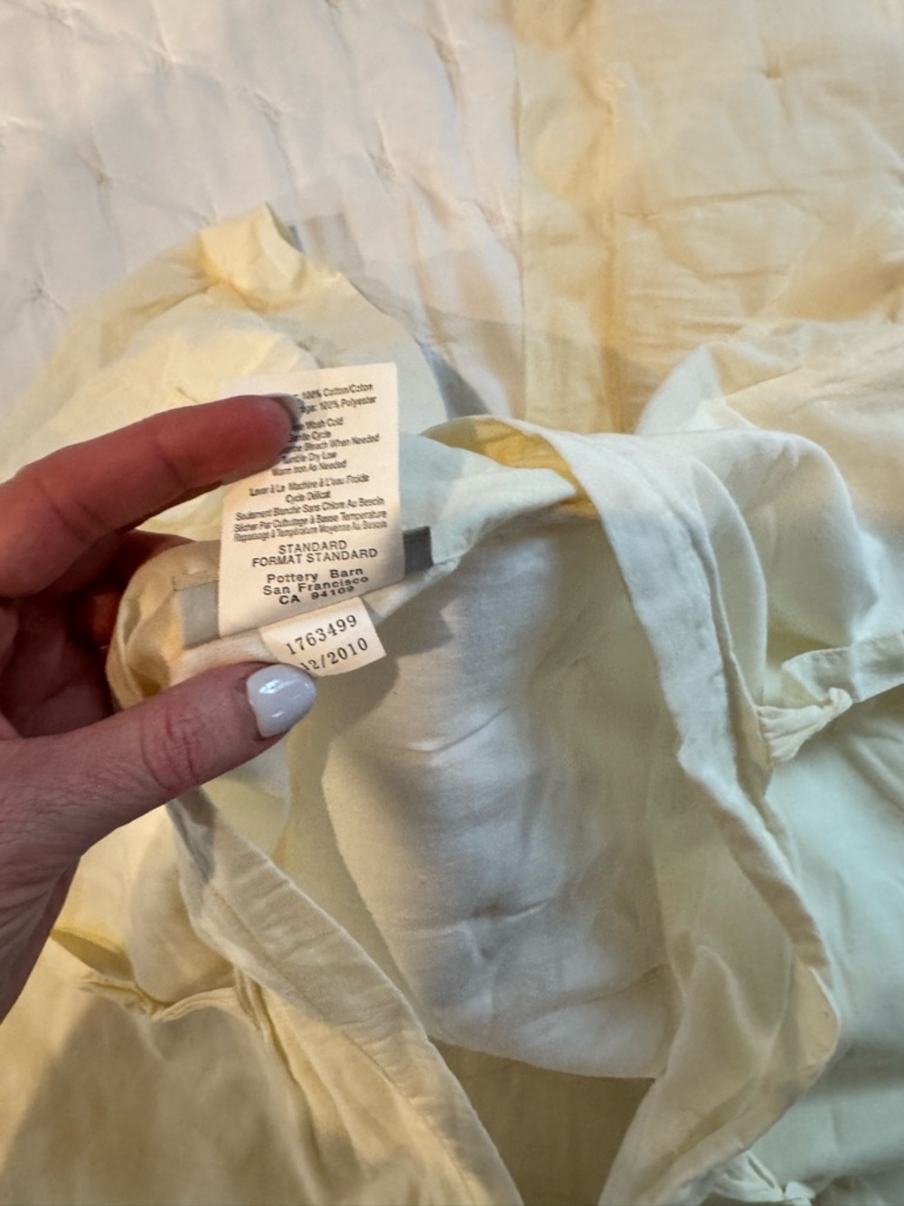 Pottery Barn Tencel Cream Pillow Shams with Subtle Ruffle Edge - Pair - Picture 7 of 7